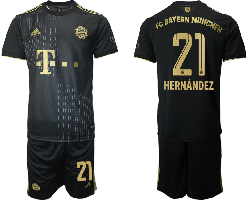 Men 2021-2022 Club Bayern Munich away black #21 Adidas Soccer Jersey->bayern munich jersey->Soccer Club Jersey